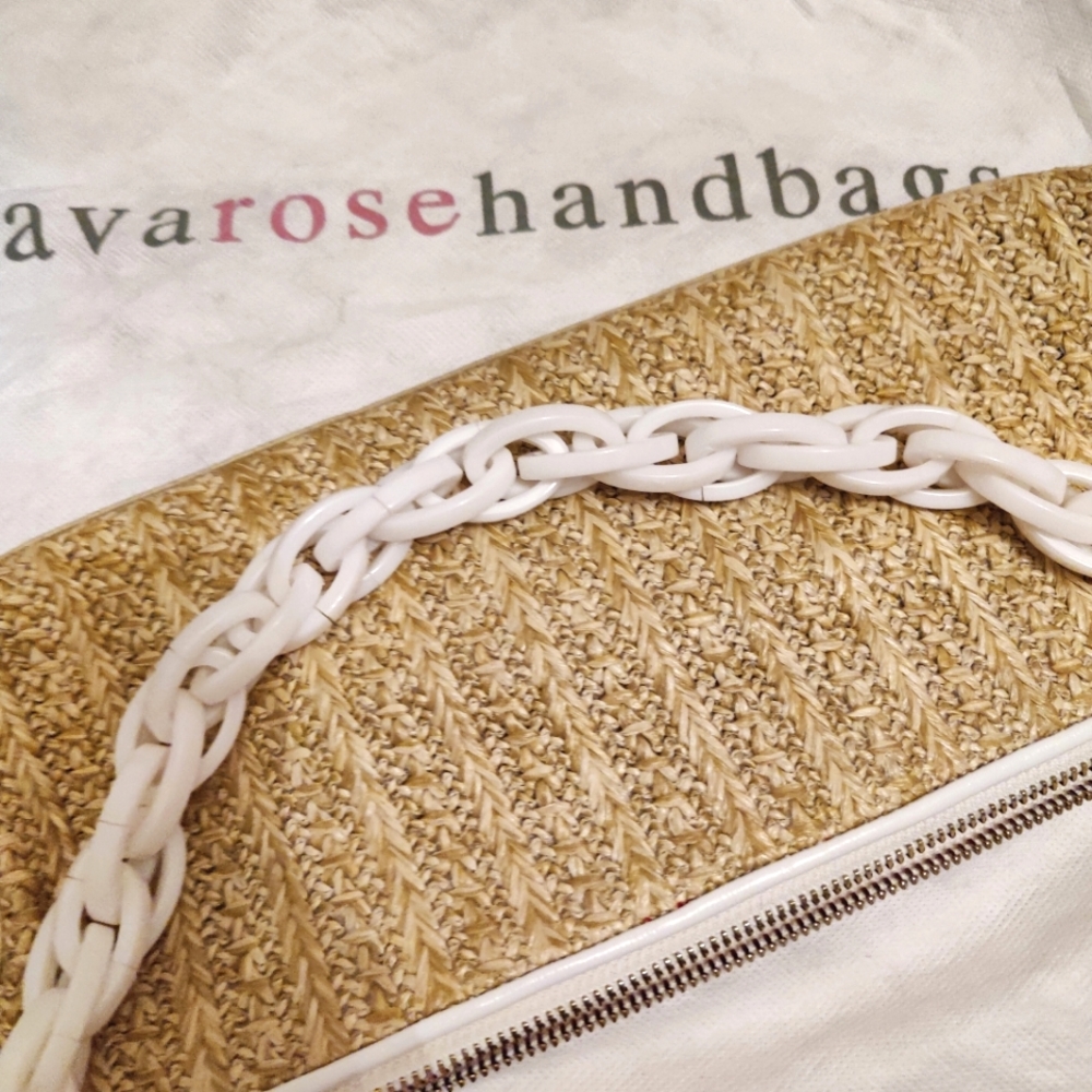 Ava Rose straw clutch handbag